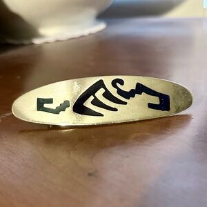 Signed Vintage Navajo Silver Blue Opal /Turquoise Inlay Hair Clip